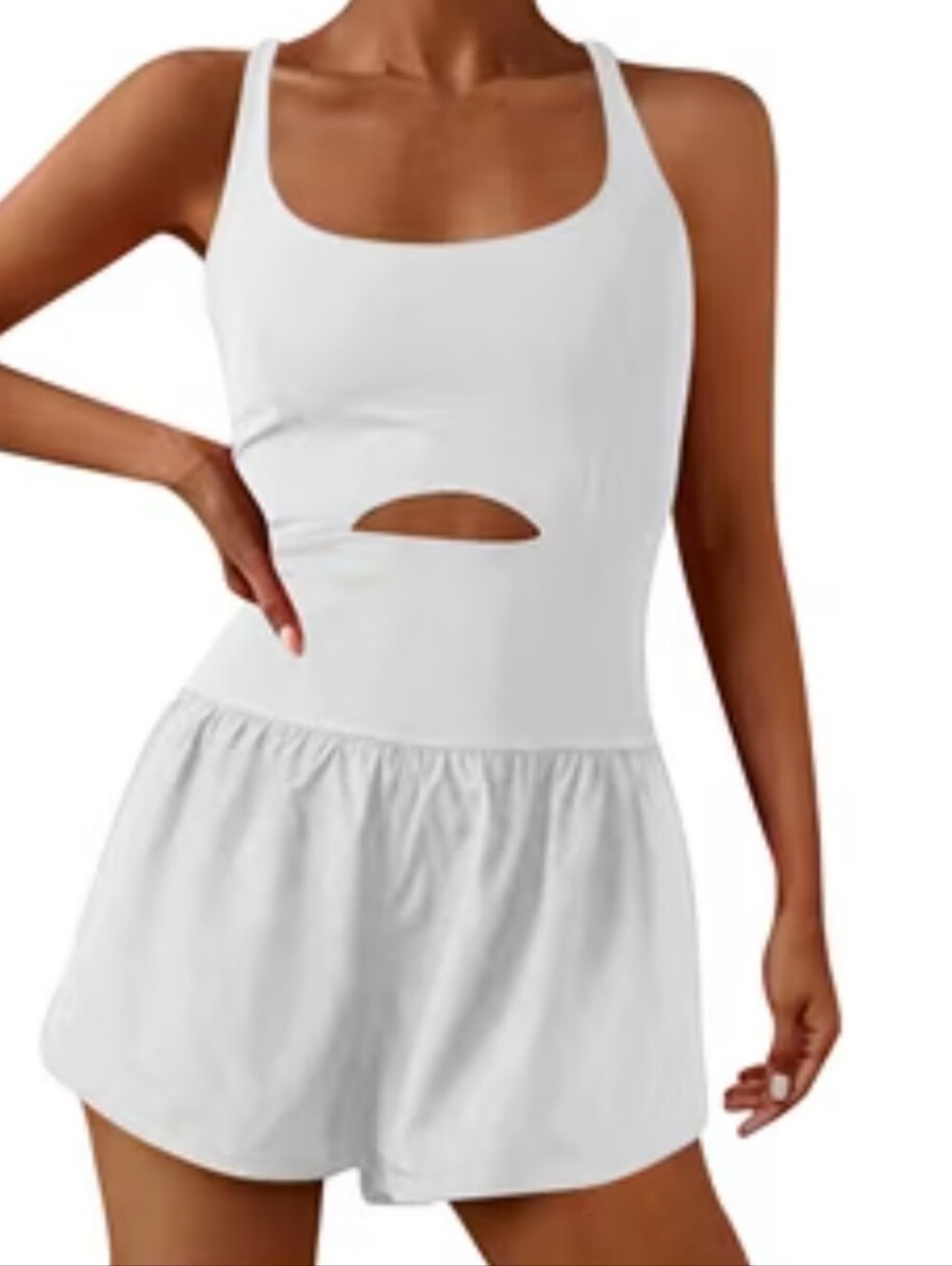 White Cutout Tank Romper - Women's Jumpsuit